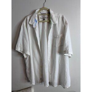 Tommy Bahama Relax 100% Linen Shirt 2XB Big Ivory Short Sleeve Button Up